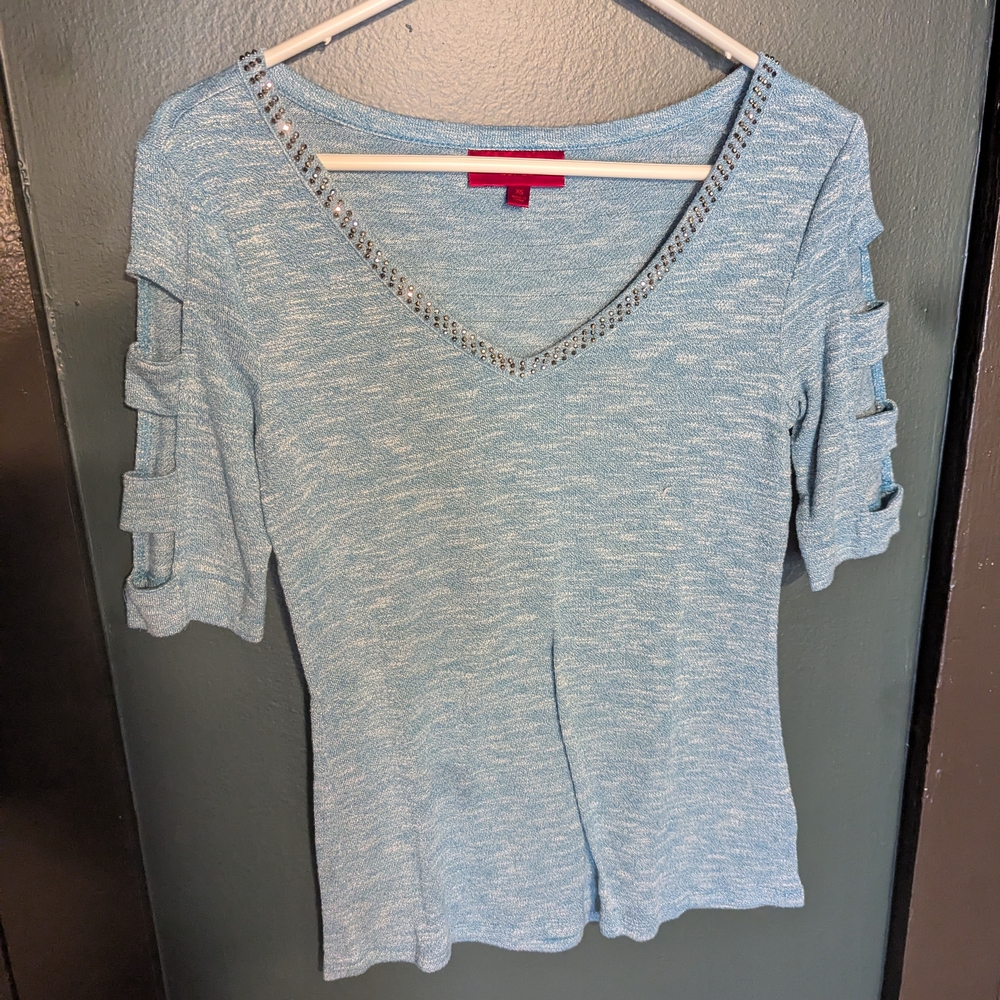 Blue V-Neck Women's Top
